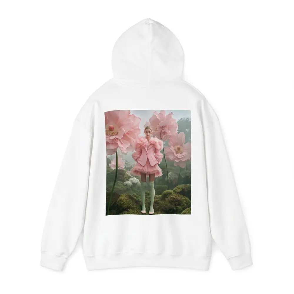 Pink Fashion Woman Giant Floral Fantasy – Hoodies