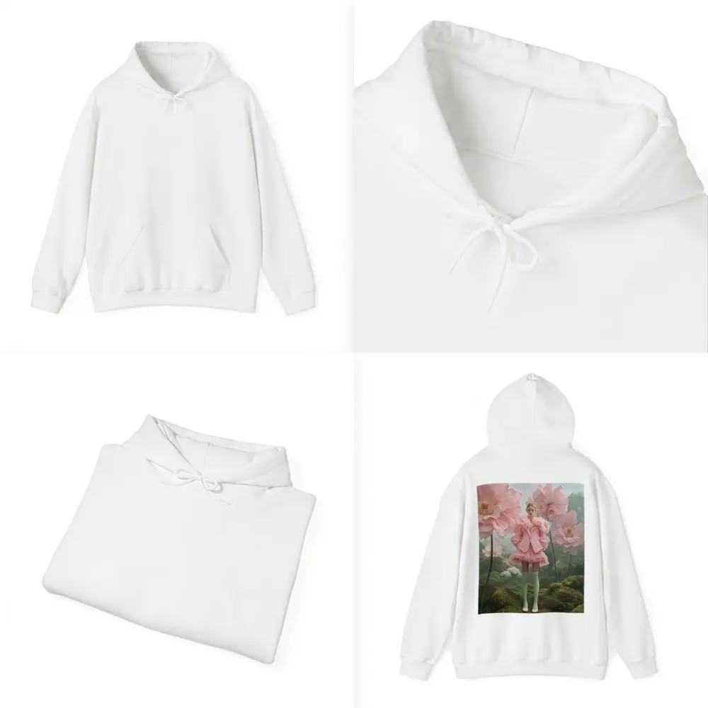 Pink Fashion Woman Giant Floral Fantasy – Hoodies
