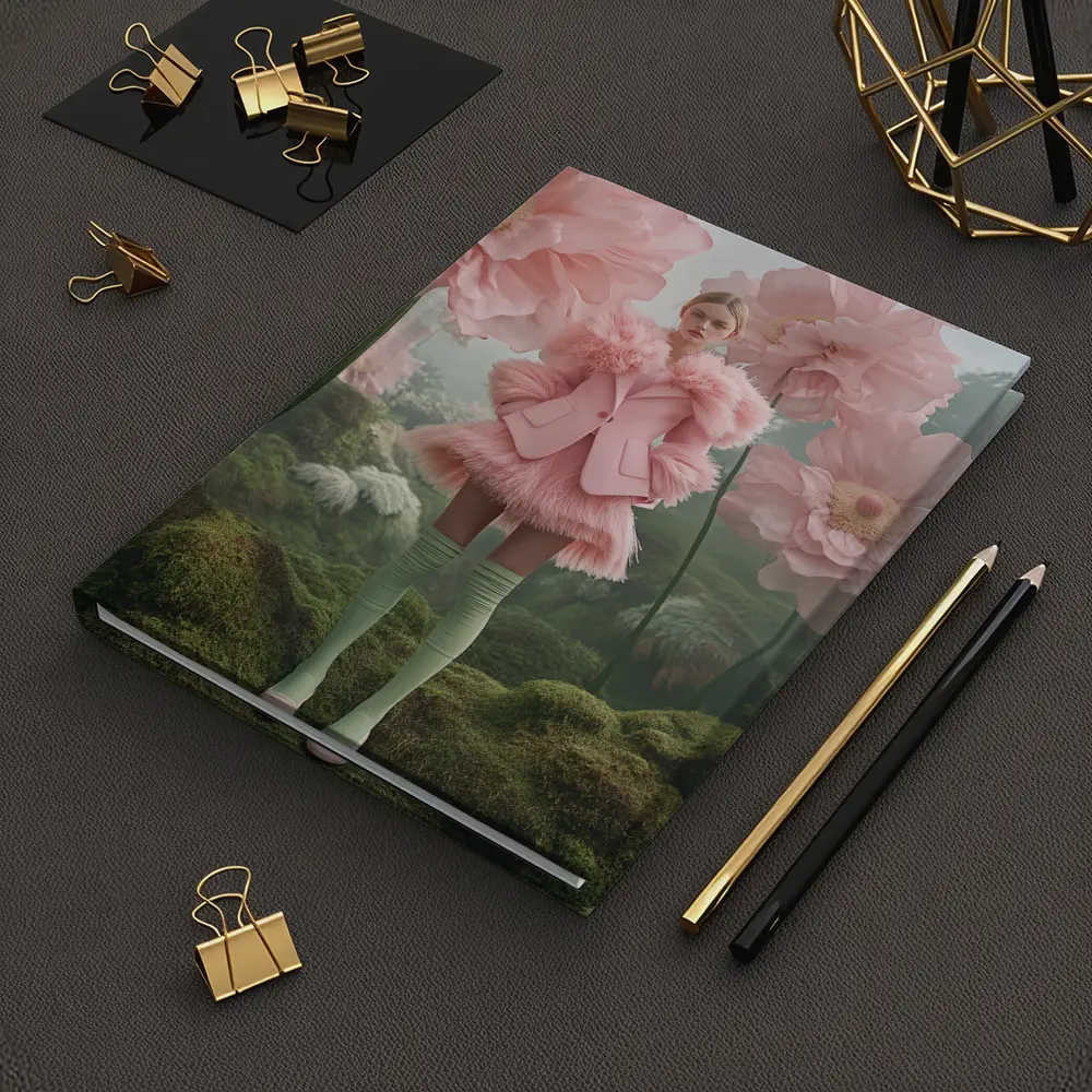 Pink Fashion Woman Giant Floral Fantasy – Notebooks