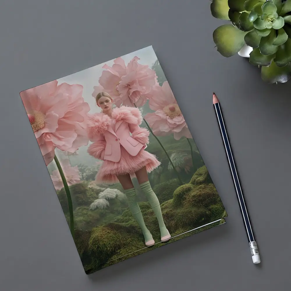 Pink Fashion Woman Giant Floral Fantasy – Notebooks