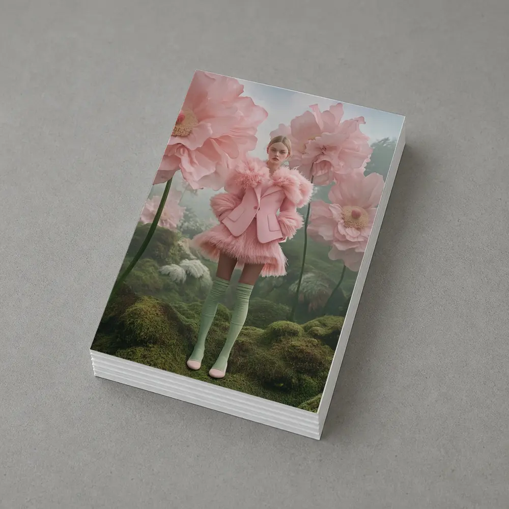 Pink Fashion Woman Giant Floral Fantasy – Postcards