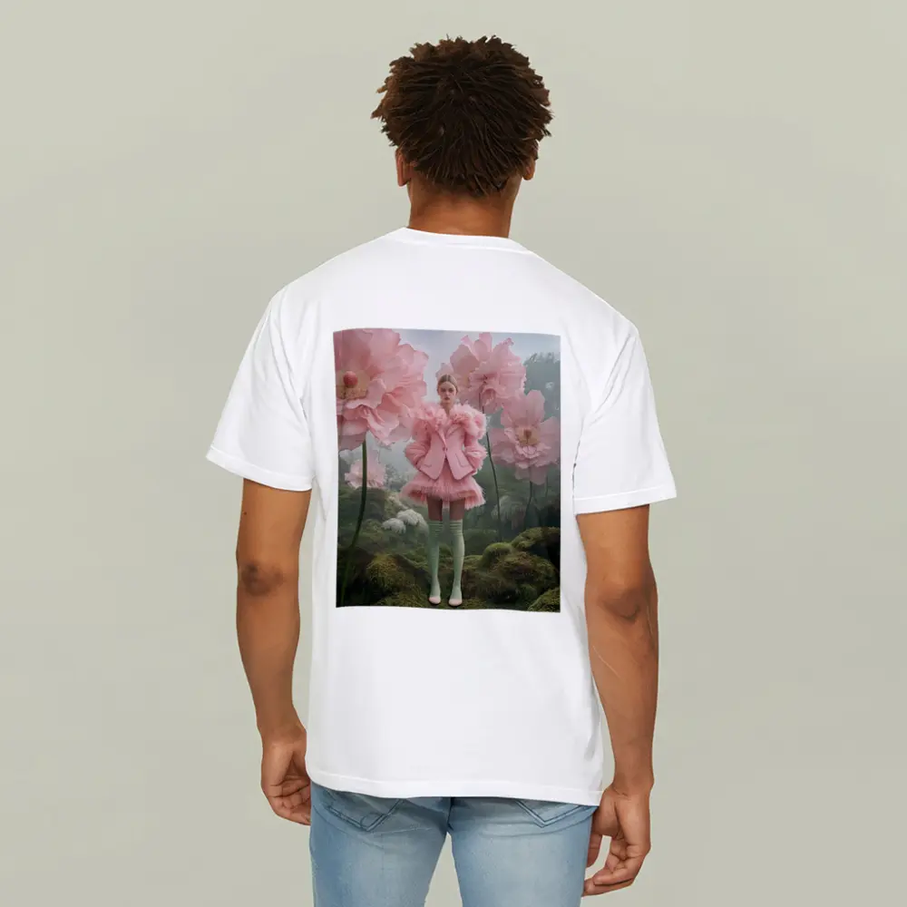 Pink Fashion Woman Giant Floral Fantasy – T-Shirts