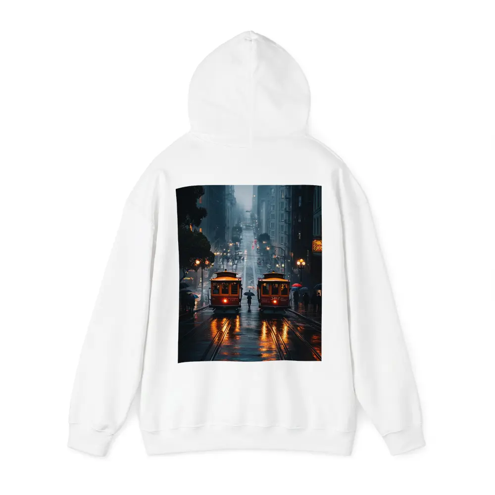 San Francisco Cable Cars Rainy City Street – Hoodies