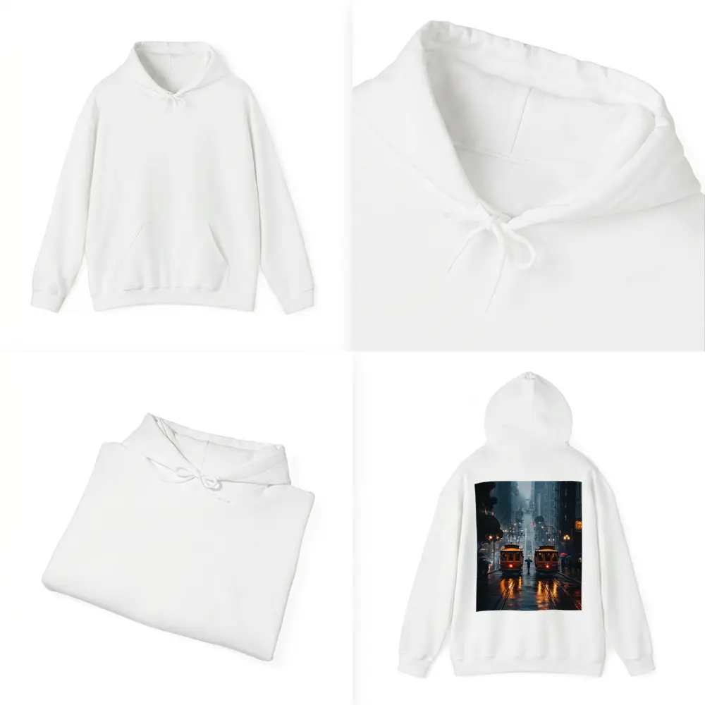 San Francisco Cable Cars Rainy City Street – Hoodies