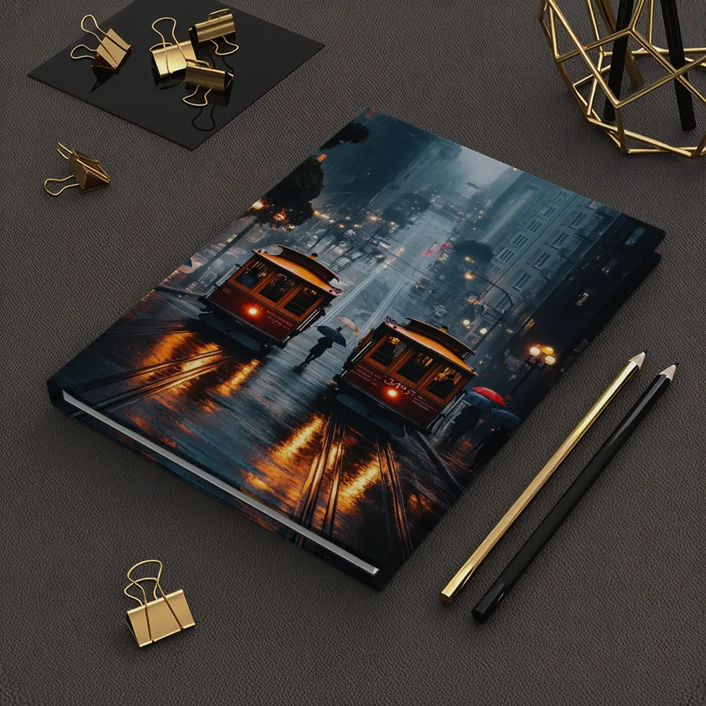 San Francisco Cable Cars Rainy City Street – Notebooks