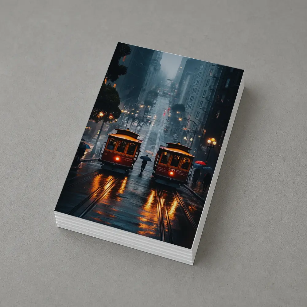 San Francisco Cable Cars Rainy City Street – Postcards