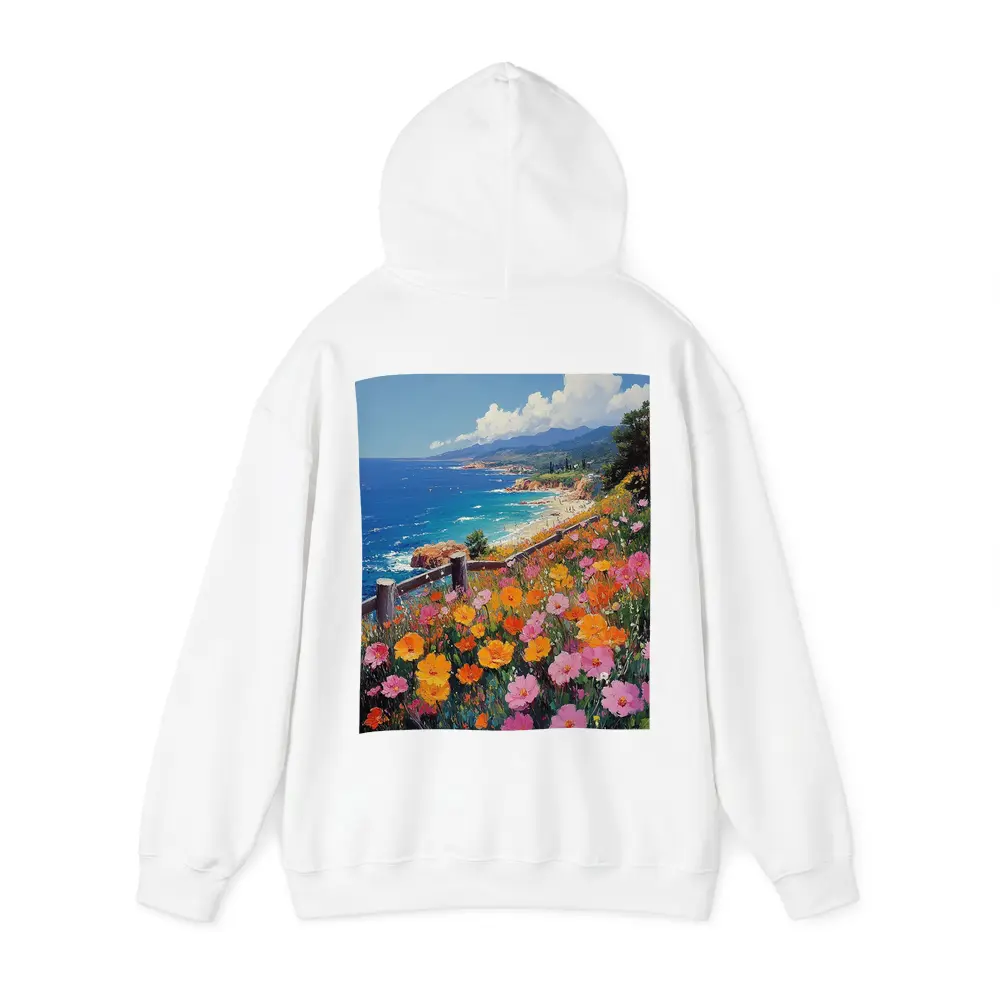 Coastal Wildflowers Overlooking Sunny Blue Ocean – Hoodies