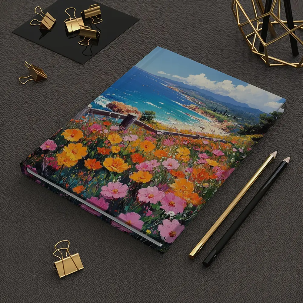 Coastal Wildflowers Overlooking Sunny Blue Ocean – Notebooks
