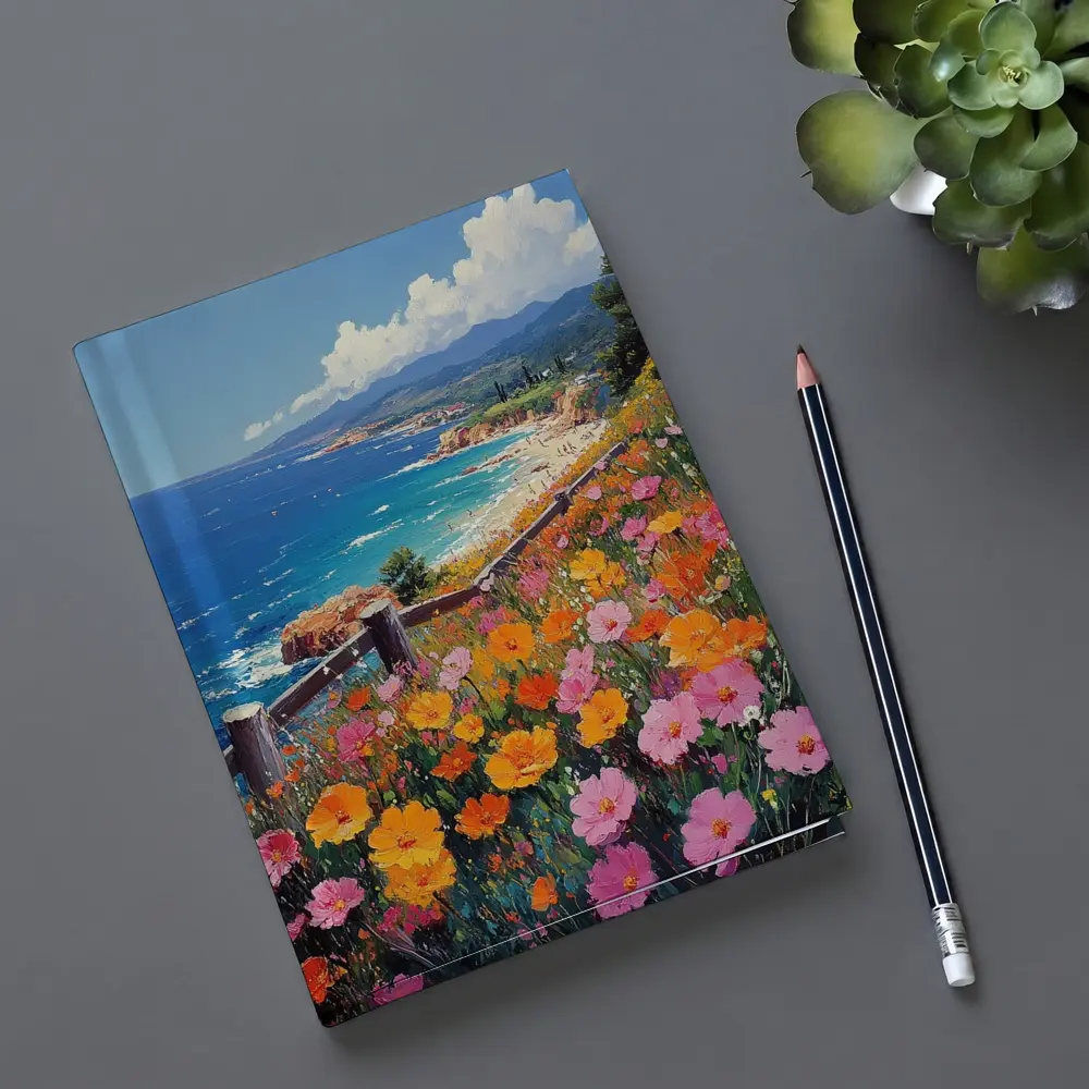 Coastal Wildflowers Overlooking Sunny Blue Ocean – Notebooks