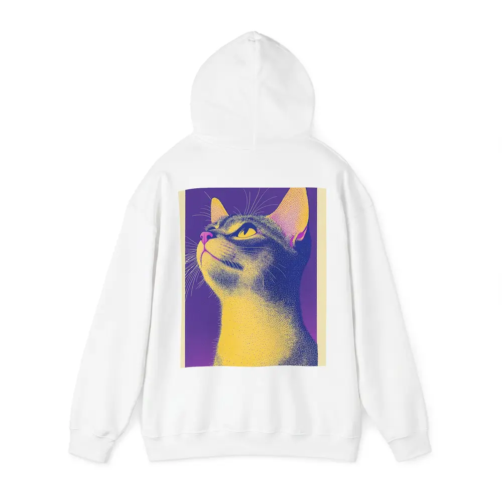 Abyssinian Cat Portrait Purple Yellow Background – Hoodies