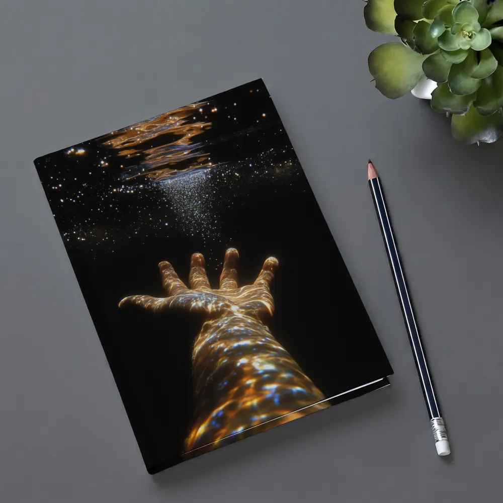Hand Reaching Through Golden Underwater Light – Notebooks