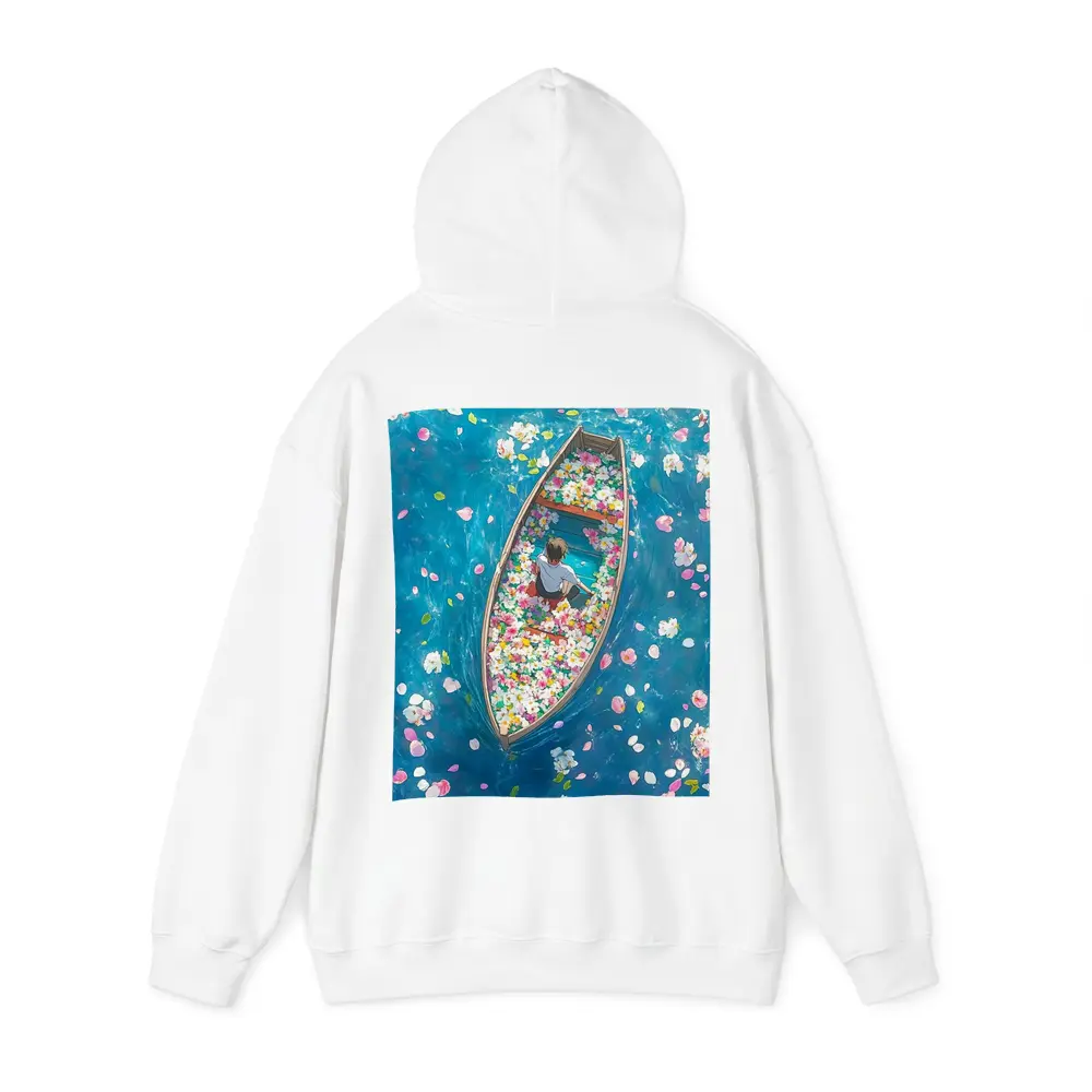 Person Sitting In Flower Filled Boat – Hoodies