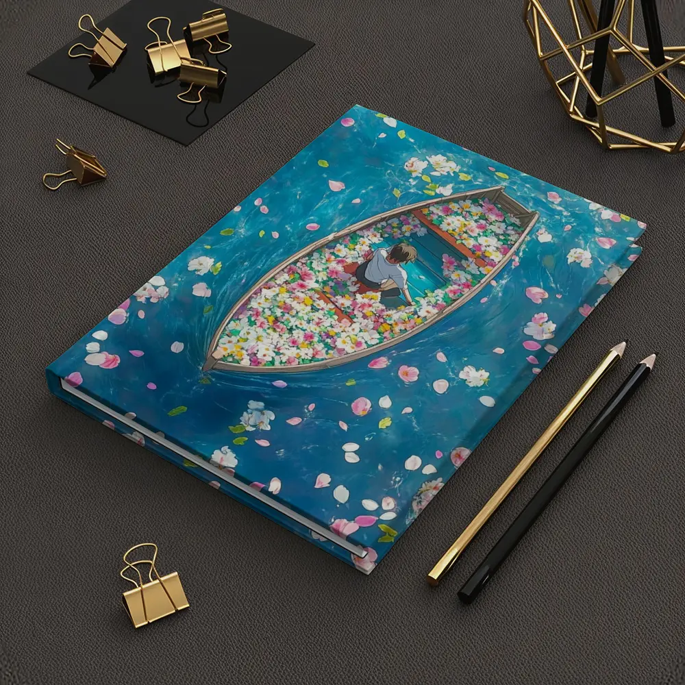 Person Sitting In Flower Filled Boat – Notebooks