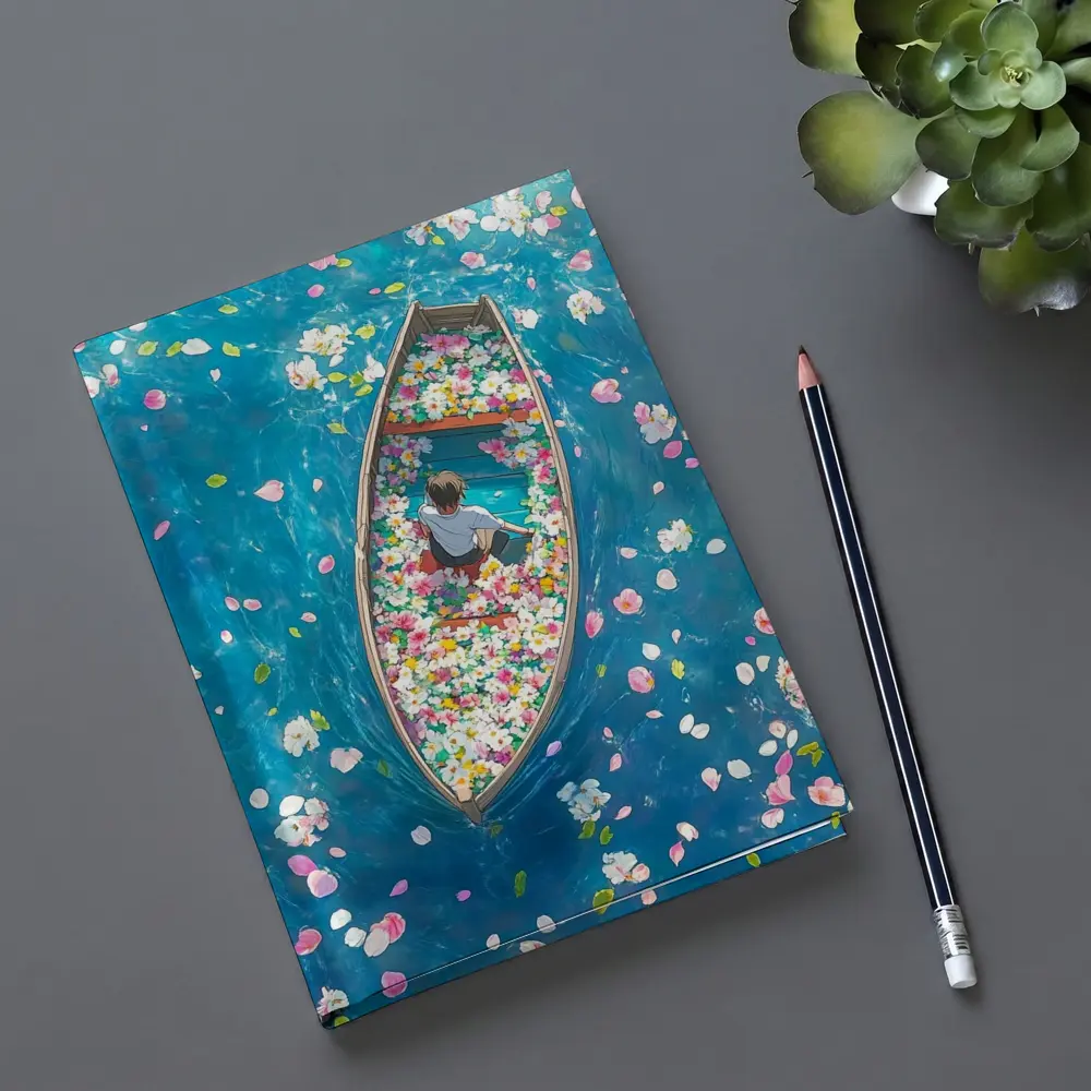 Person Sitting In Flower Filled Boat – Notebooks