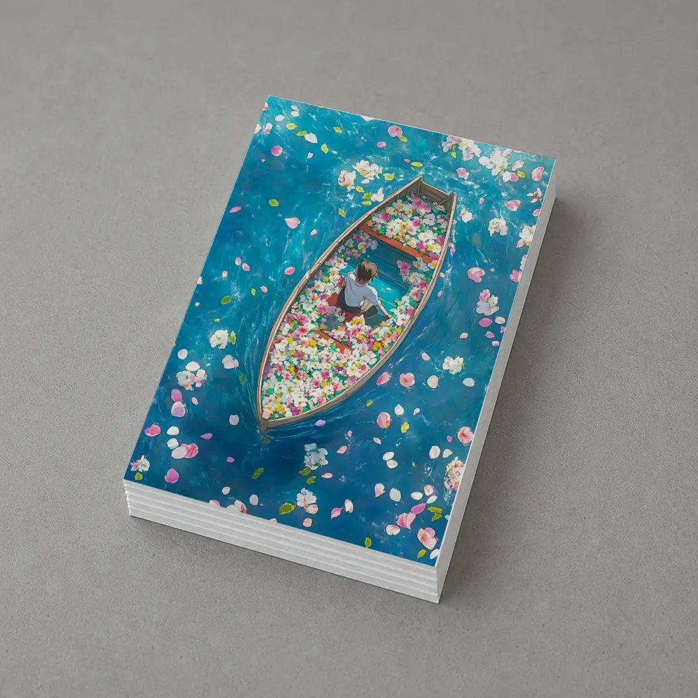 Person Sitting In Flower Filled Boat – Postcards