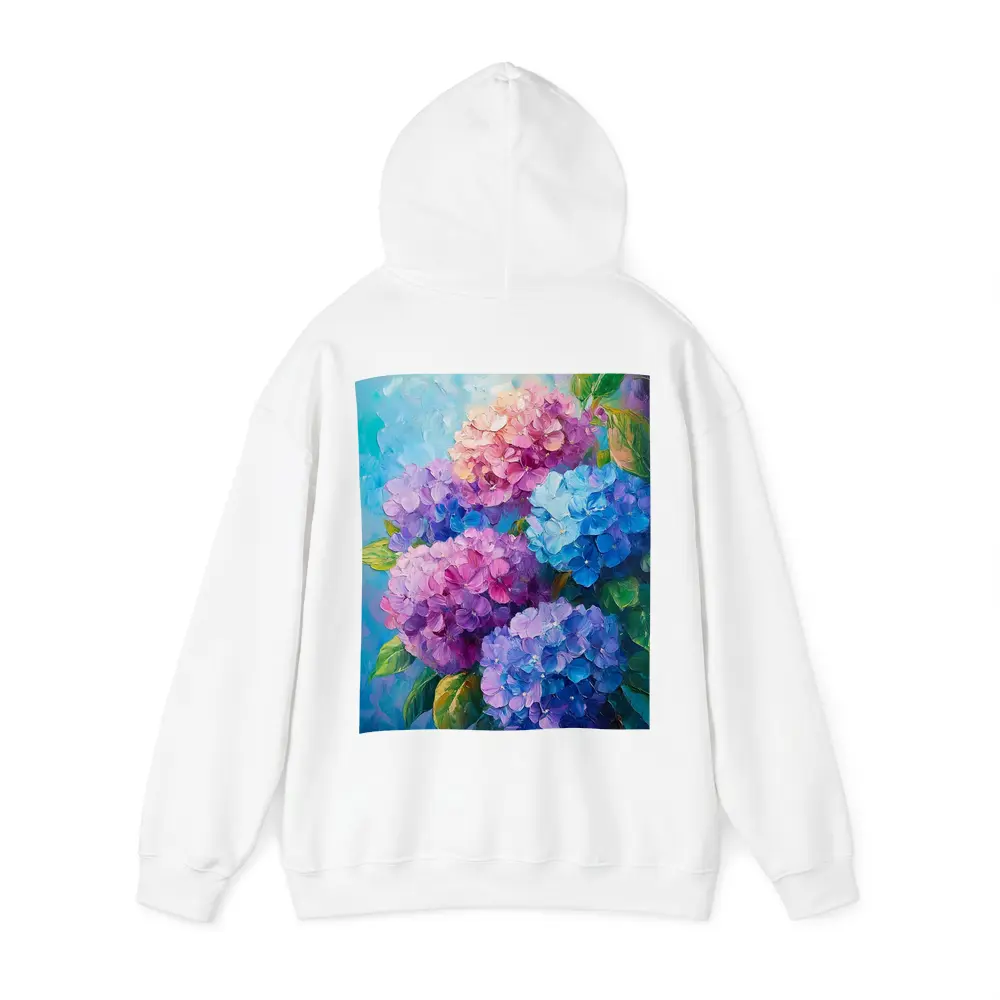 Hydrangea Bouquet Oil Painting Blue Background – Hoodies