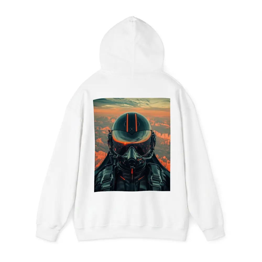 Fighter Pilot Helmet Sunset Canyon Aerial View – Hoodies