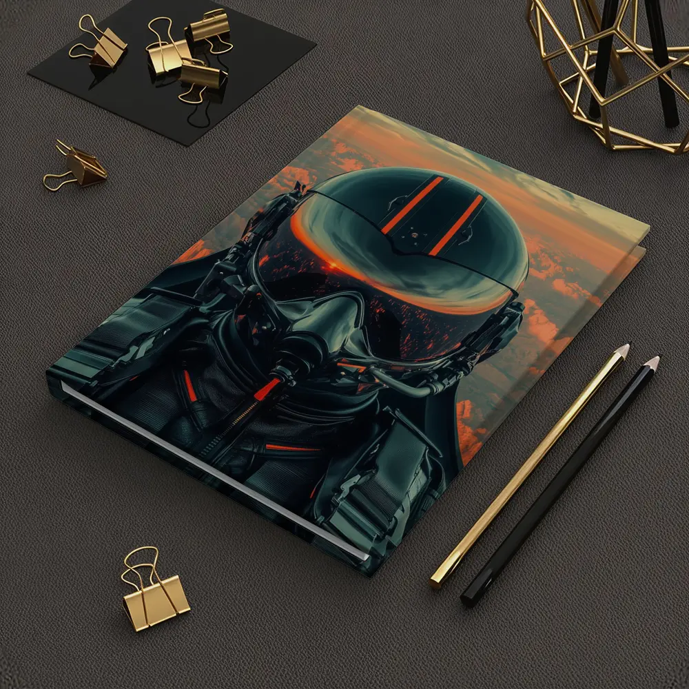 Fighter Pilot Helmet Sunset Canyon Aerial View – Notebooks