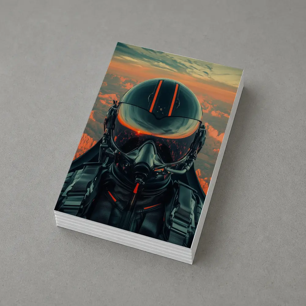 Fighter Pilot Helmet Sunset Canyon Aerial View – Postcards
