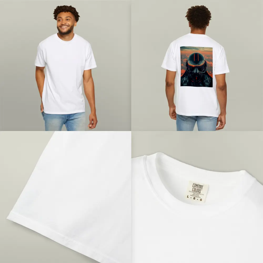Fighter Pilot Helmet Sunset Canyon Aerial View – T-Shirts
