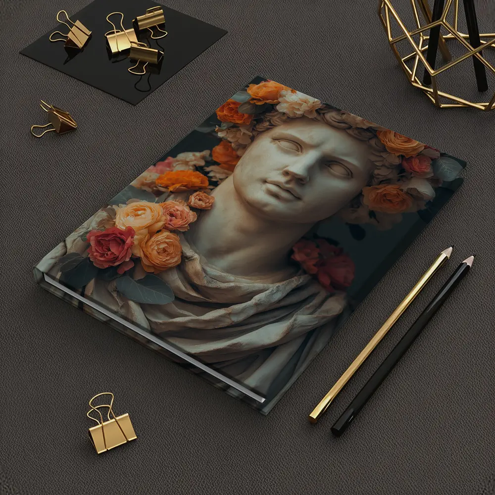 Greek Marble Bust With Colorful Floral Crown – Notebooks