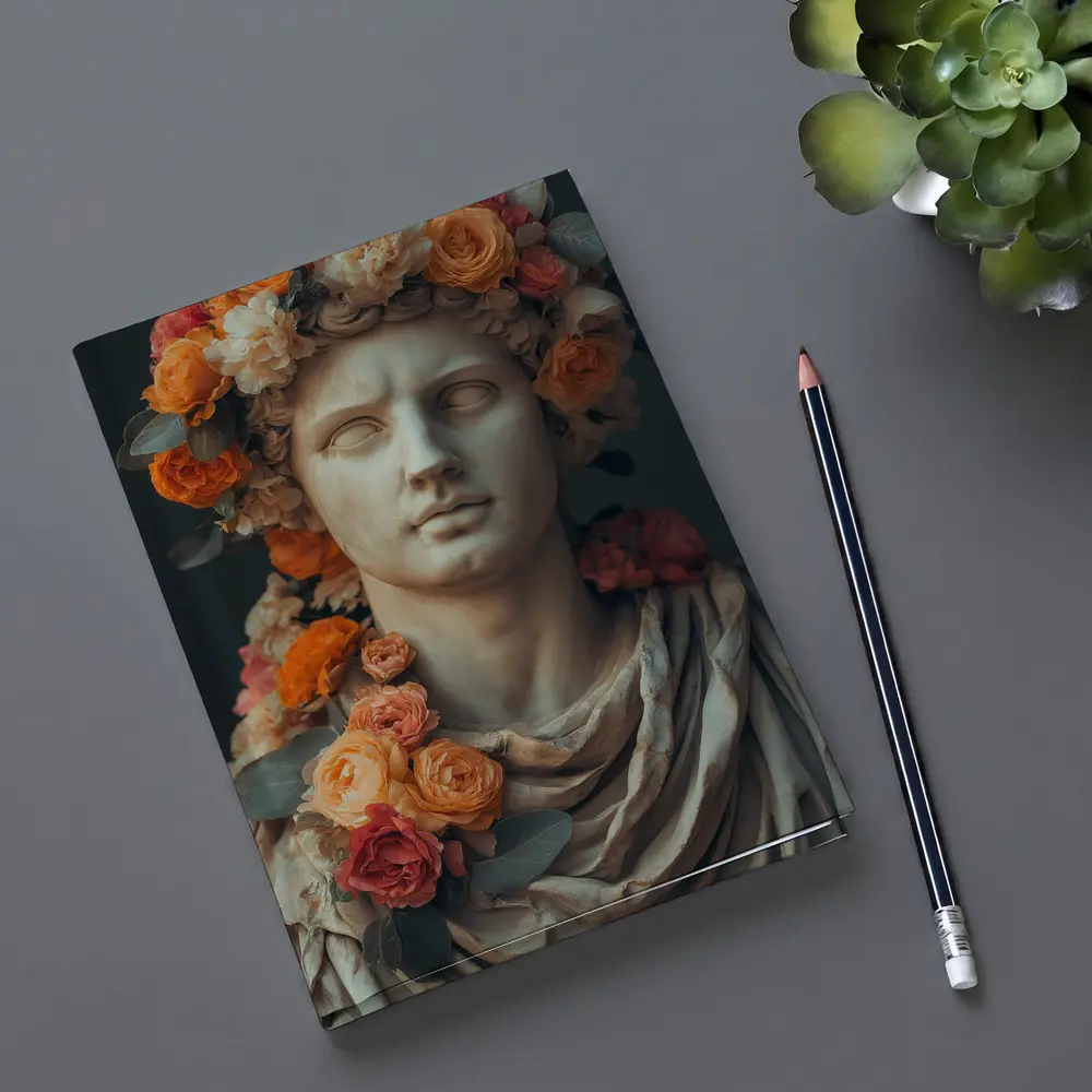 Greek Marble Bust With Colorful Floral Crown – Notebooks