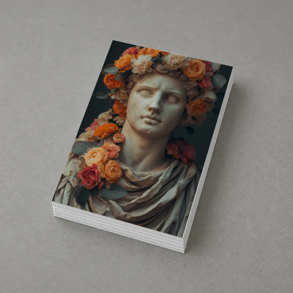 Greek Marble Bust With Colorful Floral Crown – Postcards