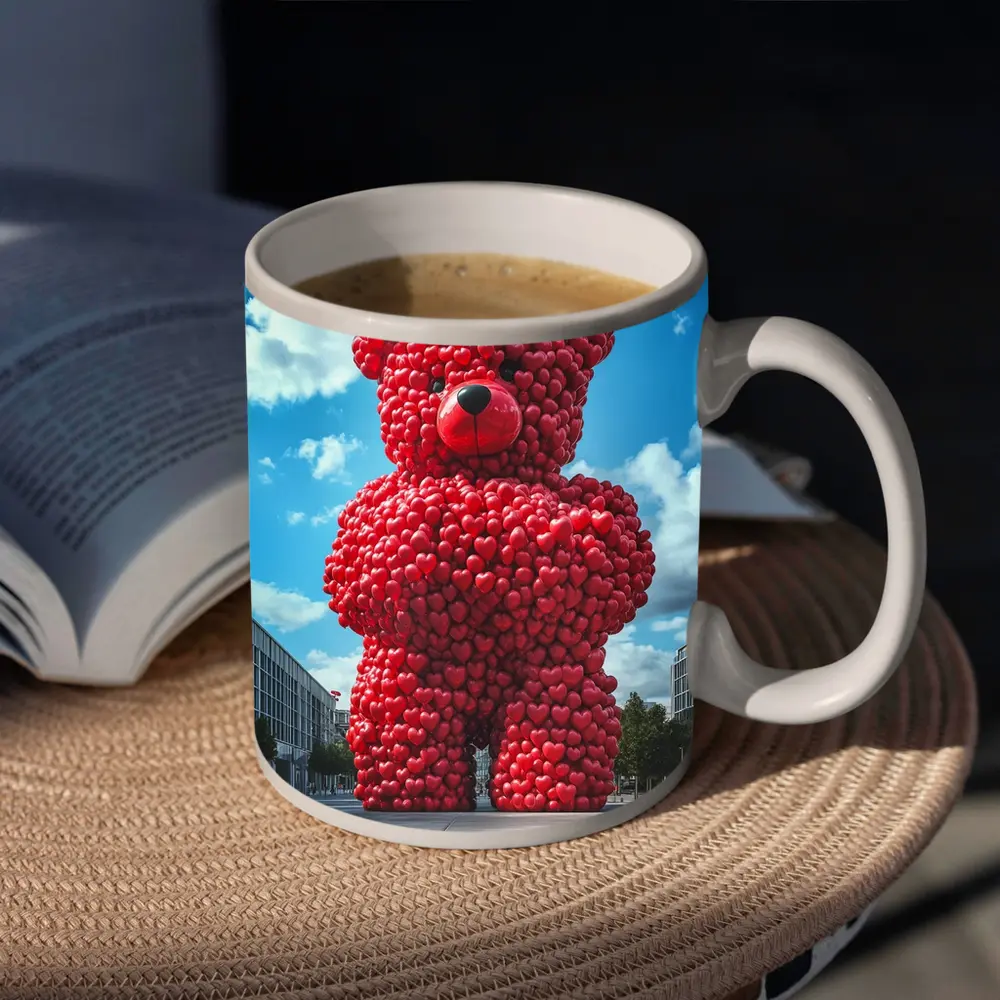 Giant Red Heart Teddy Bear Urban Square – Mugs