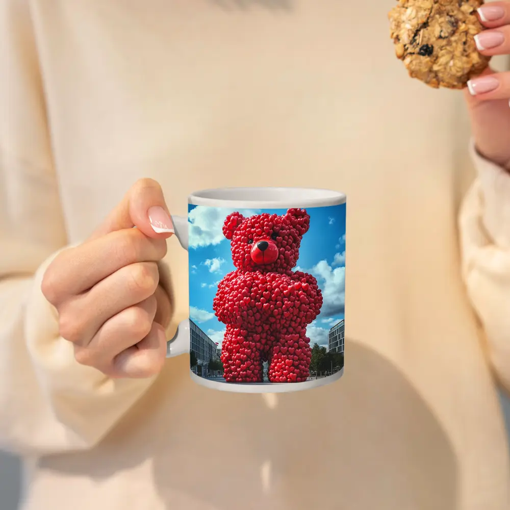 Giant Red Heart Teddy Bear Urban Square – Mugs