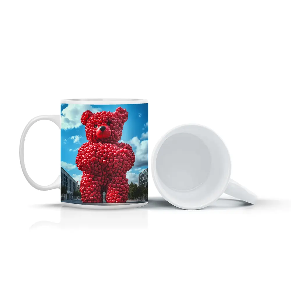 Giant Red Heart Teddy Bear Urban Square – Mugs