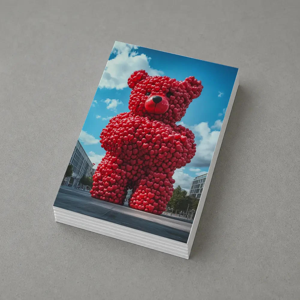 Giant Red Heart Teddy Bear Urban Square – Postcards