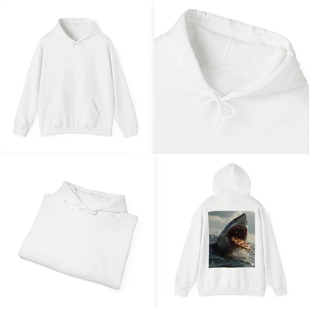 Great White Shark Eating Pizza Ocean Splash – Hoodies