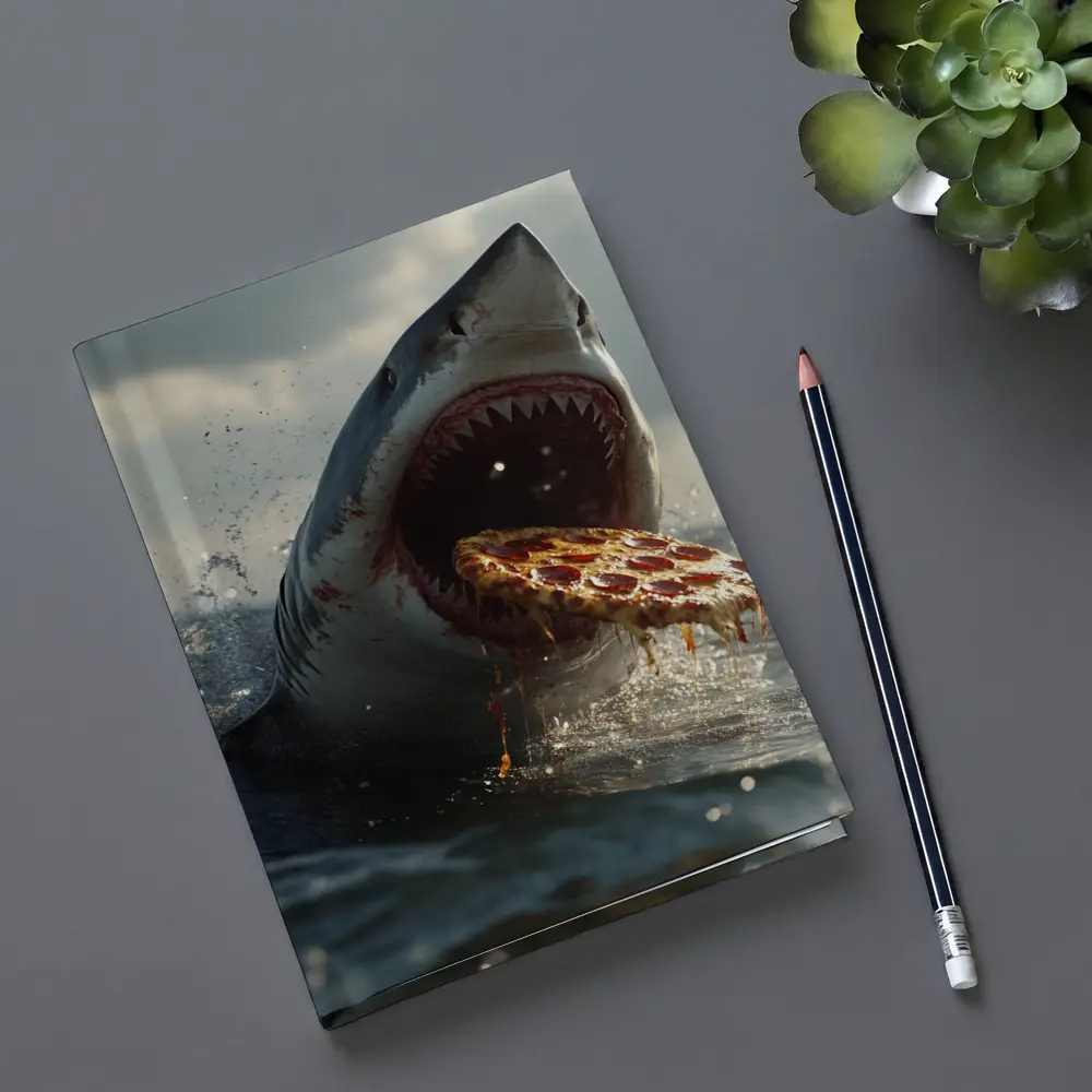 Great White Shark Eating Pizza Ocean Splash – Notebooks