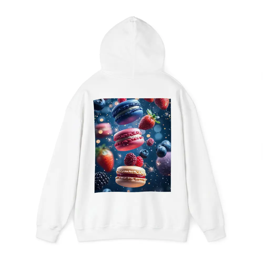 Macarons and Berries Floating Starry Background – Hoodies