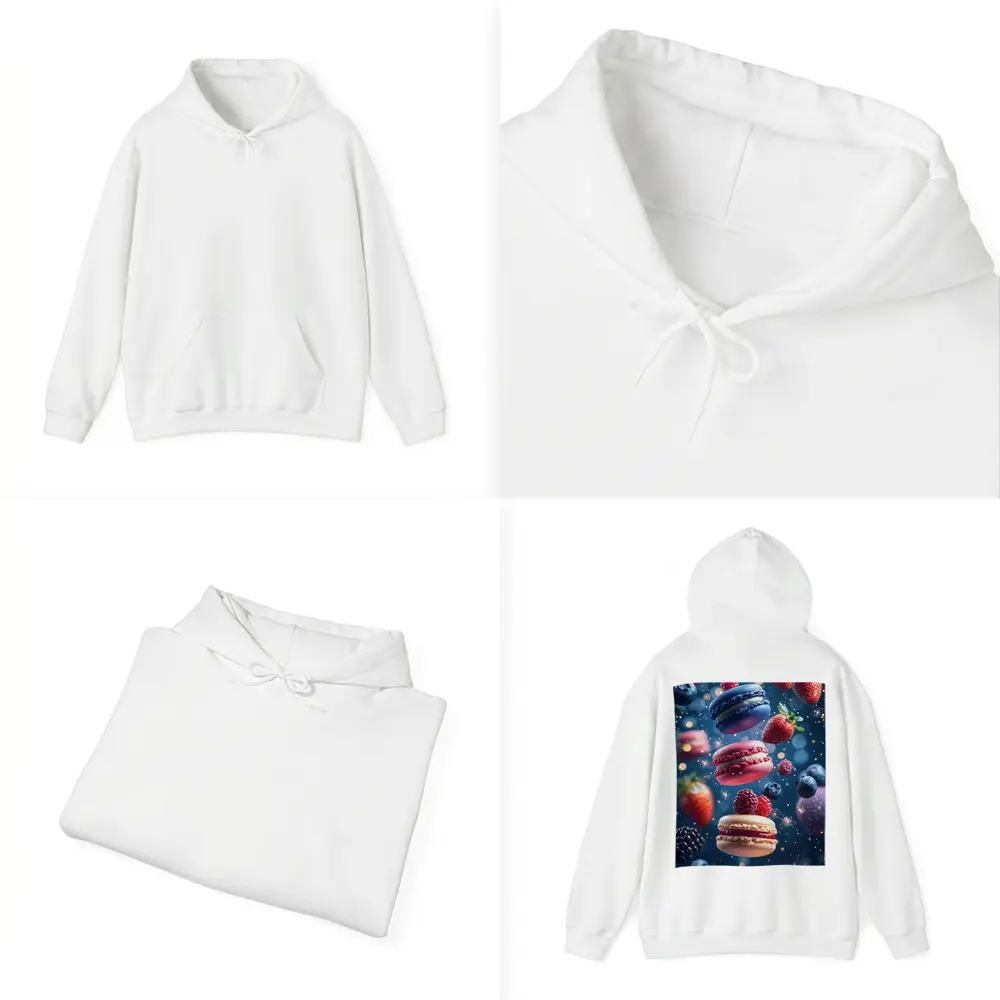 Macarons and Berries Floating Starry Background – Hoodies