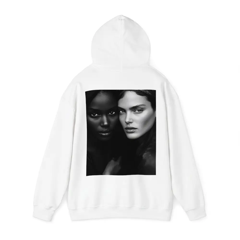 Two Women Black and White Fashion Portrait – Hoodies