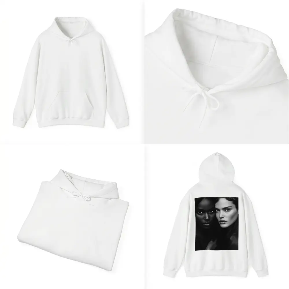 Two Women Black and White Fashion Portrait – Hoodies