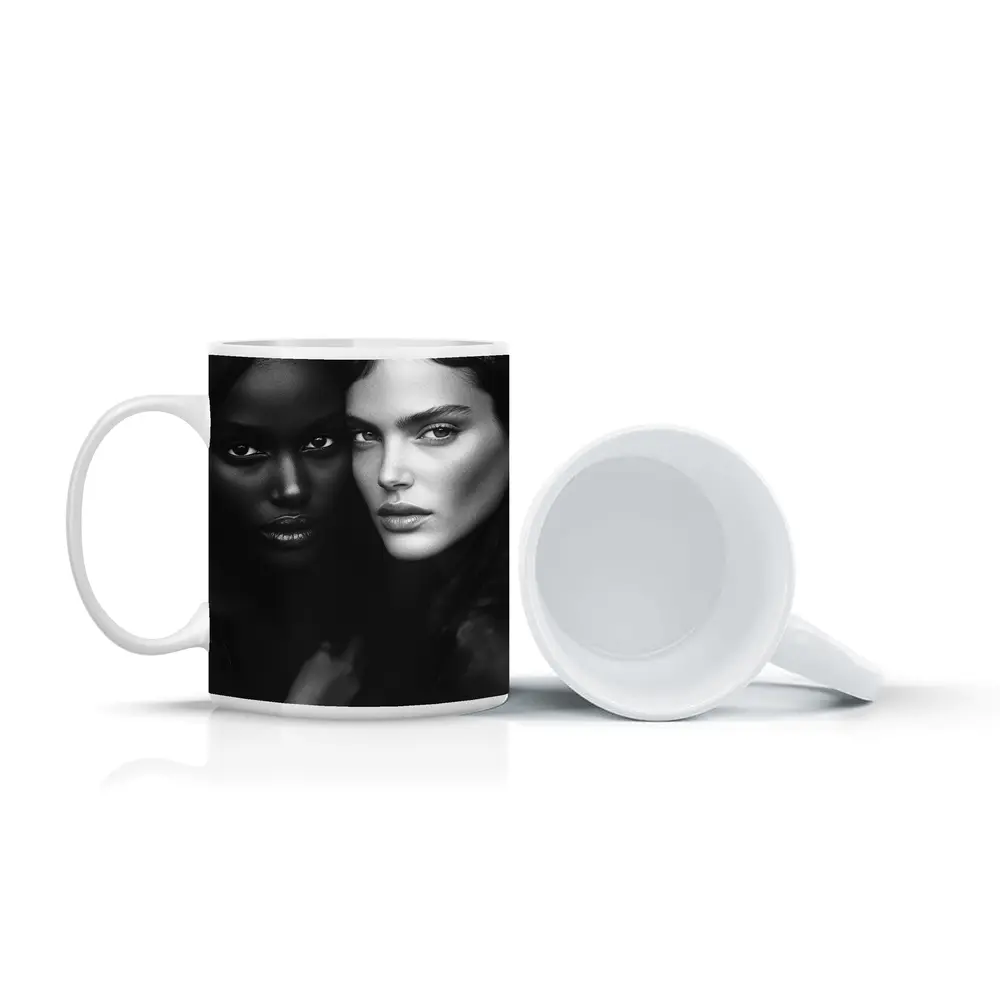 Two Women Black and White Fashion Portrait – Mugs