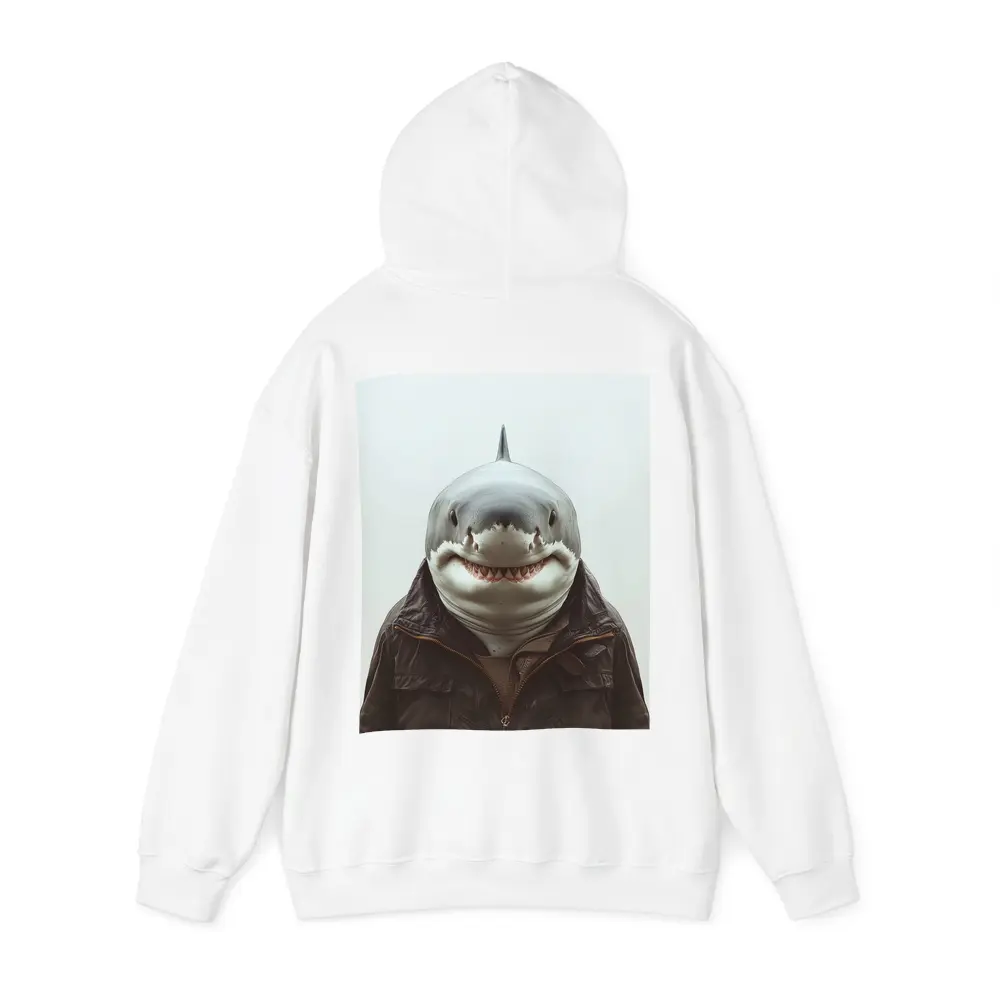 Shark in Brown Jacket White Background – Hoodies