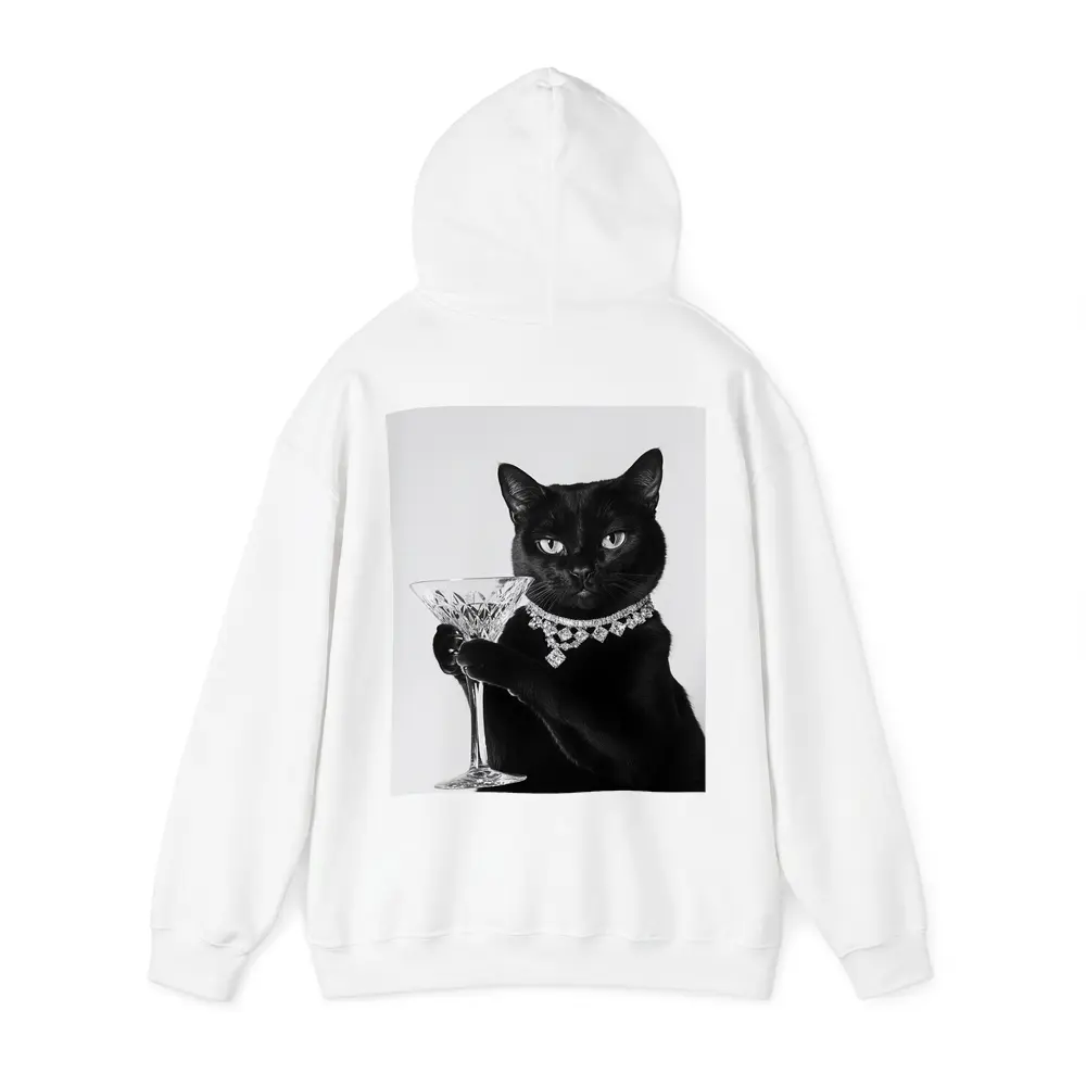 Black Cat Diamond Necklace Martini Glass Portrait – Hoodies