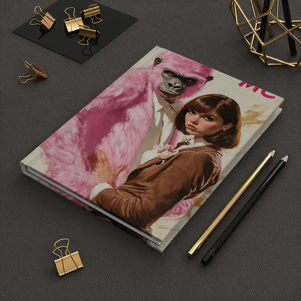 Pink Gorilla Bunny Woman Brown Suit Pop – Notebooks
