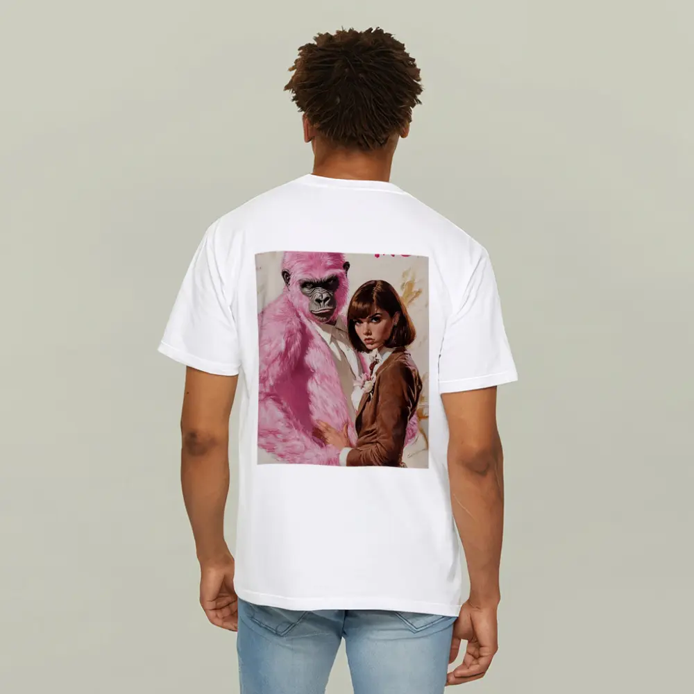 Pink Gorilla Bunny Woman Brown Suit Pop – T-Shirts
