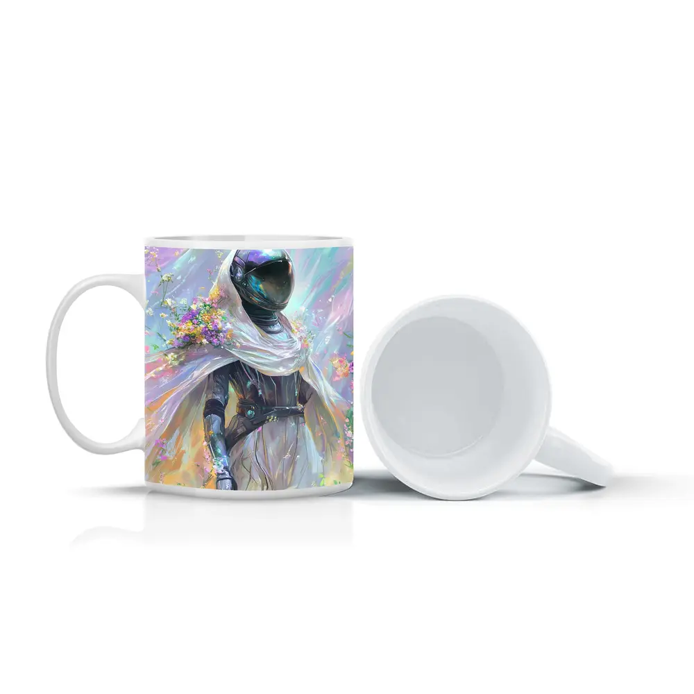 Armored Figure White Veil Floral Fantasy – Mugs