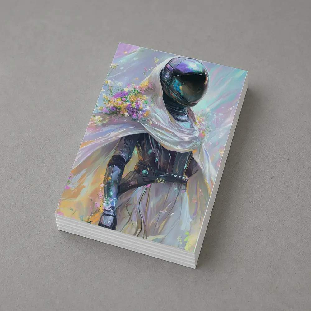 Armored Figure White Veil Floral Fantasy – Postcards