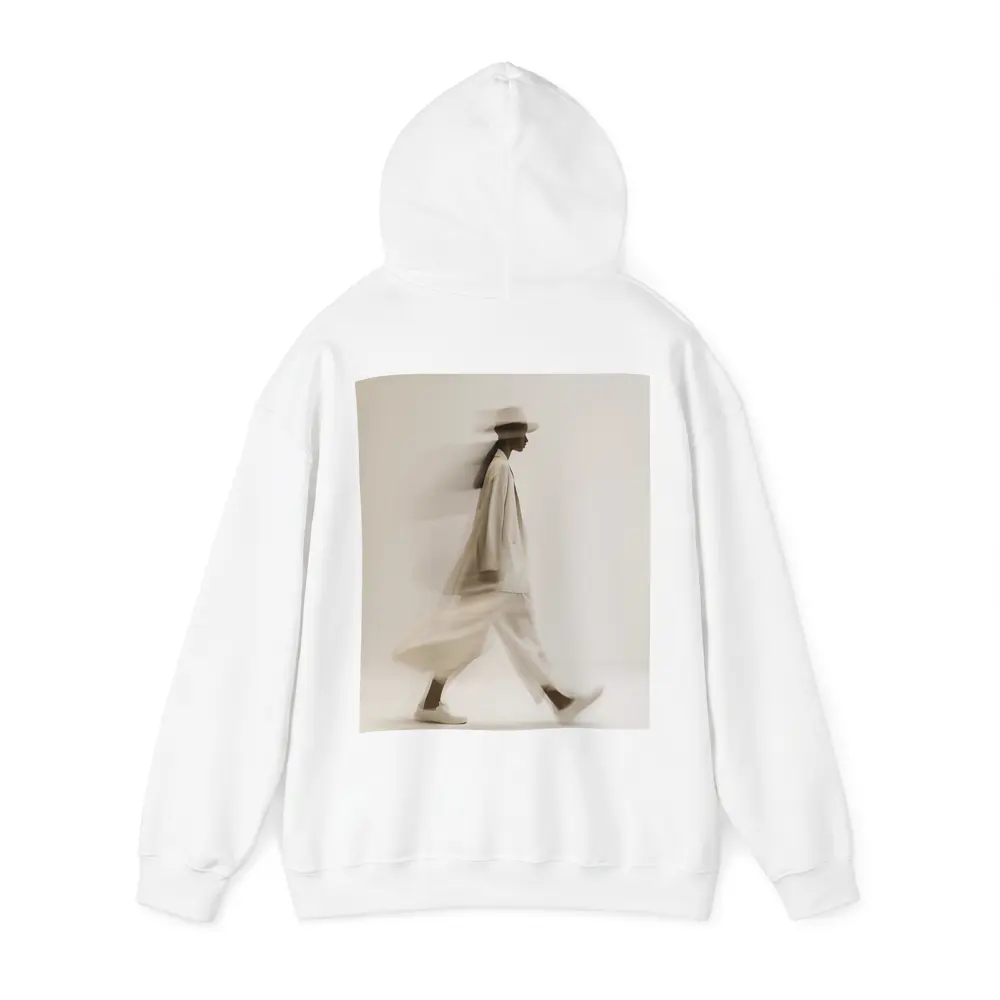 Woman Walking Motion Blur Minimalist Beige – Hoodies