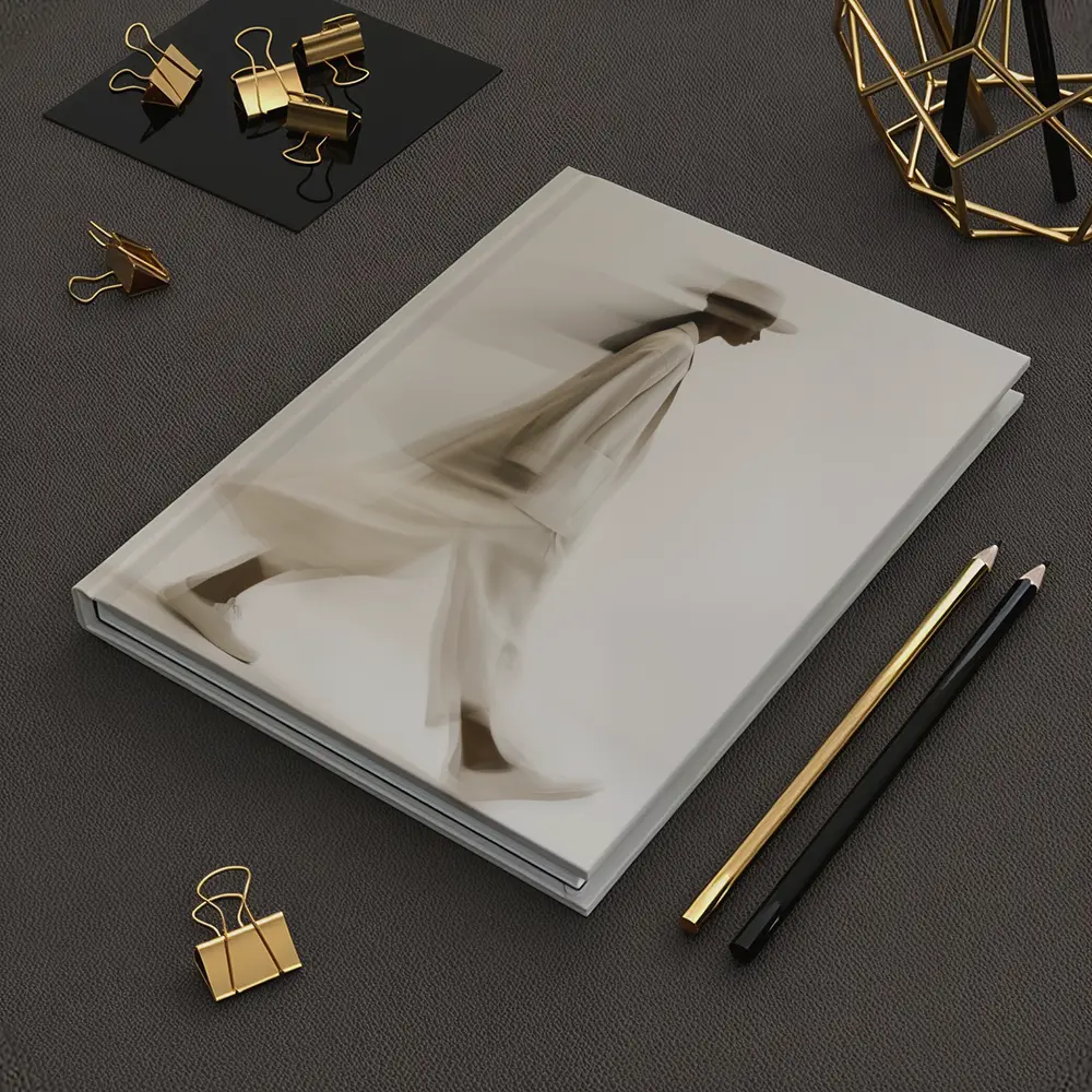 Woman Walking Motion Blur Minimalist Beige – Notebooks