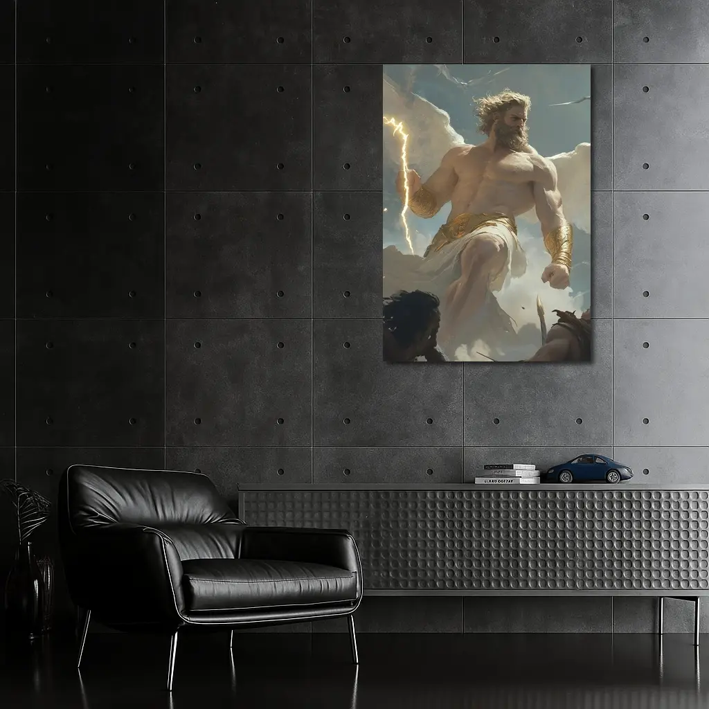 Zeus God Lightning Bolt Clouds Sky – Wall Art