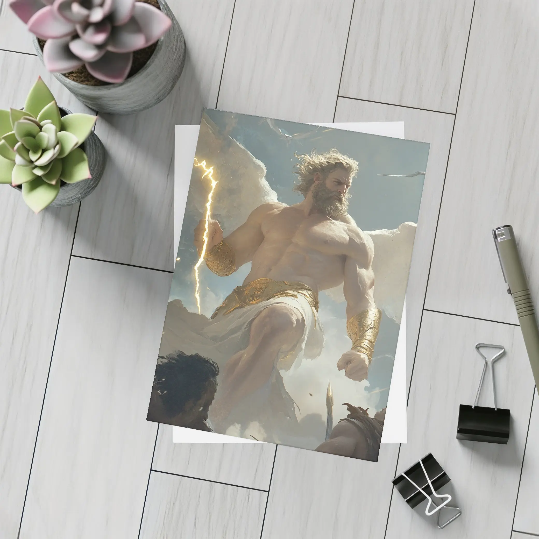 Zeus God Lightning Bolt Clouds Sky – Postcards