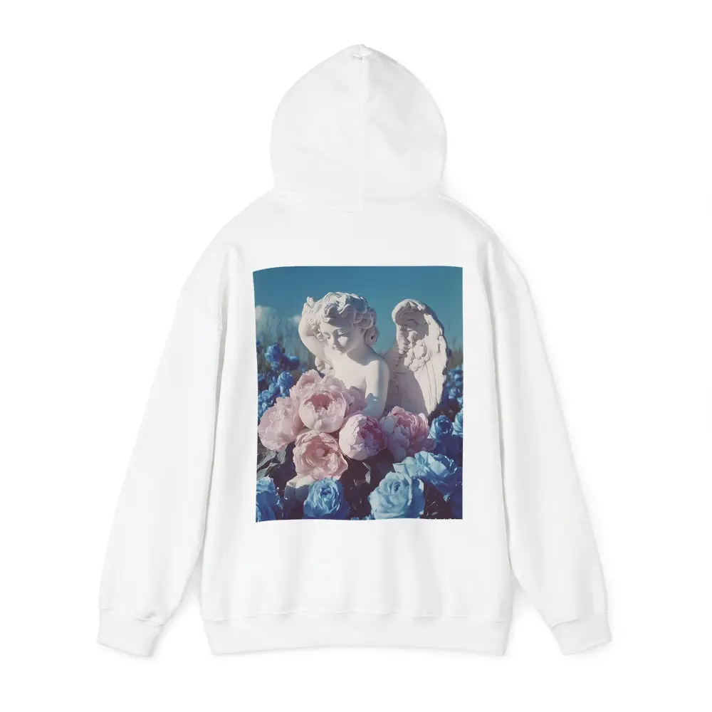 Cupid Angel Statue Pink Blue Peonies – Hoodies
