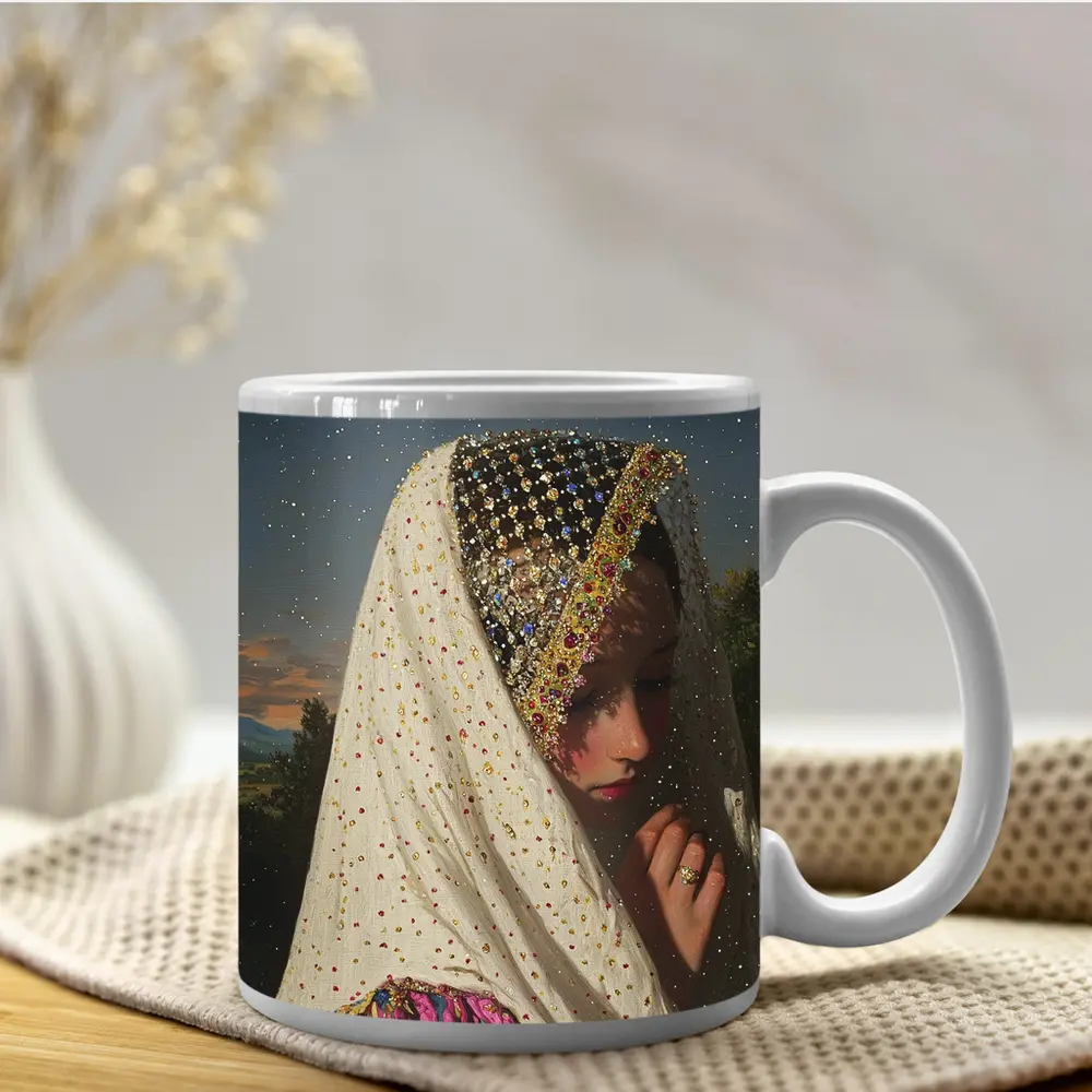 Jeweled Veil Woman Starry Night Sky – Mugs